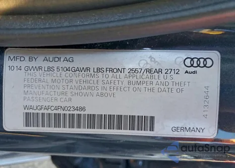 2015 Audi A6 Premium Plus from USA, damaged, VIN WAUGFAFC4FN023486
